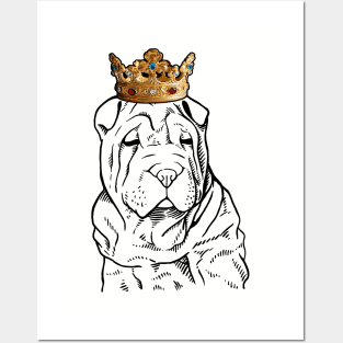 Chinese Shar-Pei Dog King Queen Wearing Crown Posters and Art
